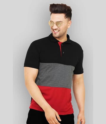 Leotude Pack of 1 Cotton Blend Regular Fit Colorblock Half Sleeves Men's Polo T Shirt ( Purple )