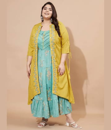 Vbuyz Rayon Printed Kurti With Palazzo Women's Stitched Salwar Suit - Yellow ( Pack of 1 )