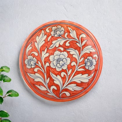 Blue Pottery Floral Pattern Decorative PlateRed8