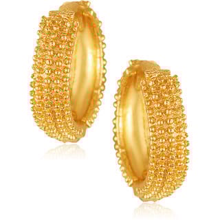 Filigree work Gold Plated alloy Hoop Earring Clip on fancy drop Bali Earring for Women and Girls