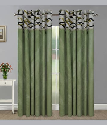 Home Candy Set of 2 Long Door Semi-Transparent Eyelet Polyester Green Curtains ( 274 x 120 cm )