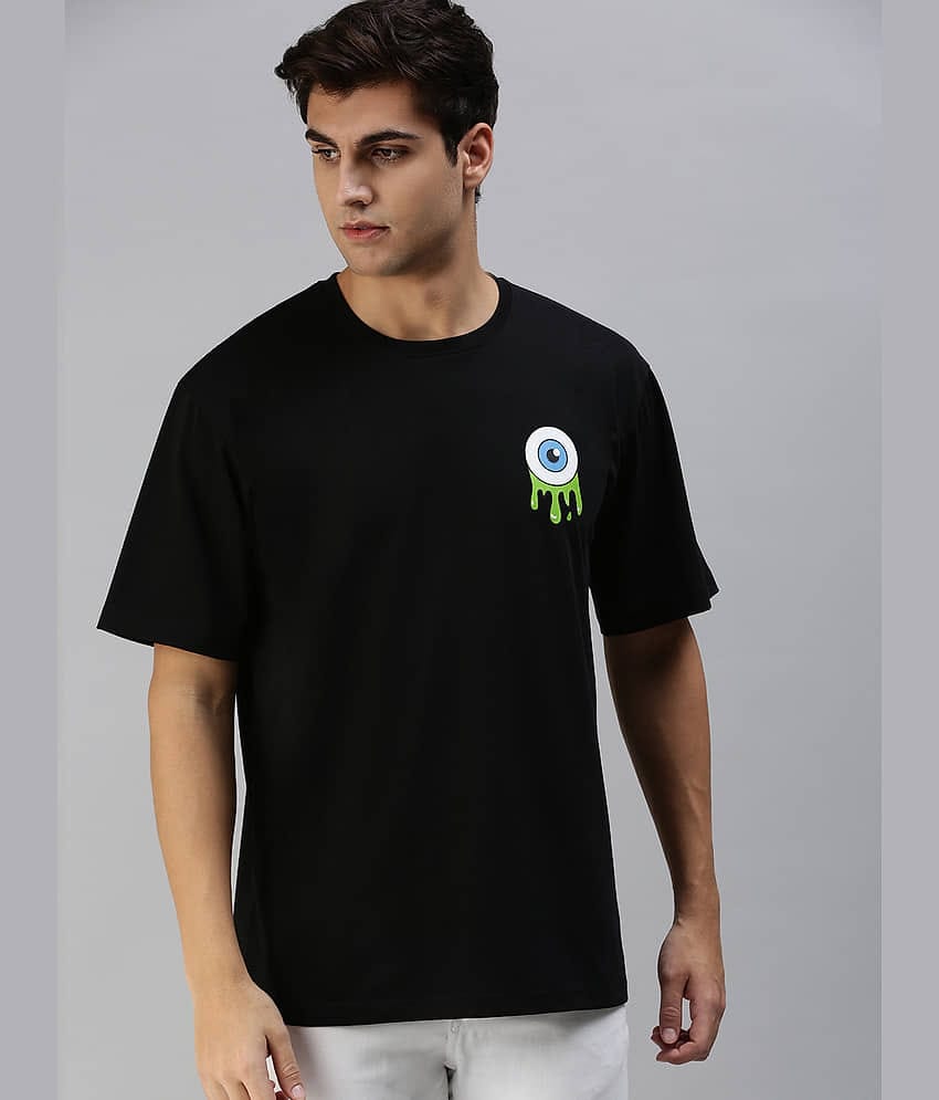 Veirdo Pack of 1 Cotton Oversized Fit Men's T-Shirt ( Black )