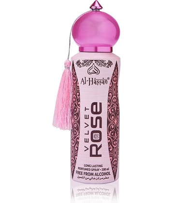 Al - Hassan Velvet Rose Perfumed Spray For Women Long Lasting Body Spray 200 ml (Pack of 1)