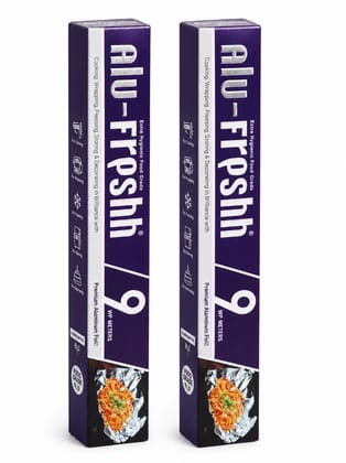 Alu-Frpshh Premium Aluminium Foil Roll | 9 Meter | Food Grade Aluminium Foil for Cooking, Baking & Food Wrapping Pack of 2