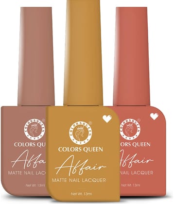 Colors Queen Affair Nail Polish setof 3 (12 Muddy Water 46 Deep Blush 47 Peach Pop )