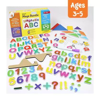 90+ pcs Magnetic Alphabets Numbers Shapes Puzzle | 3-5 years