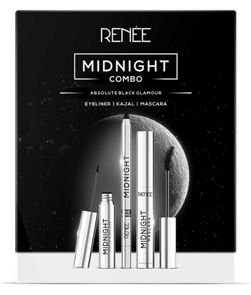 RENEE Midnight Combo, Kajal + Eyeliner + Mascara, Long Lasting, Smudge-Proof, Pack of 3