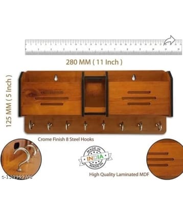 Fitgo Brown Wood Key Holder - Pack of 1