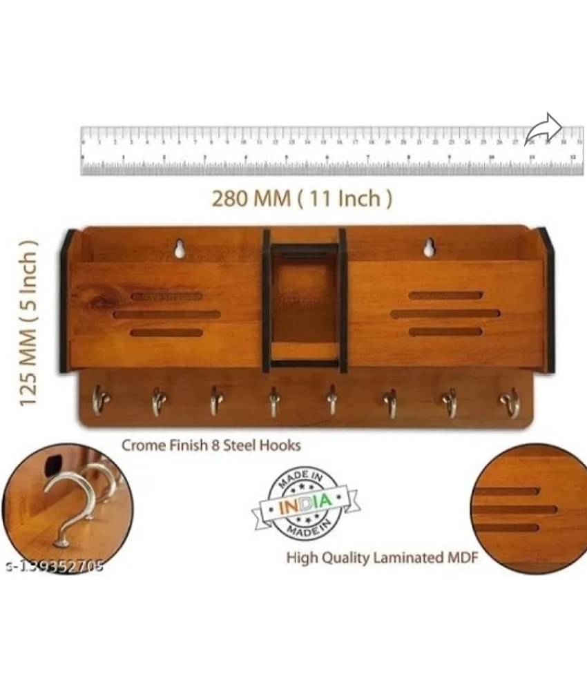 Fitgo Brown Wood Key Holder - Pack of 1