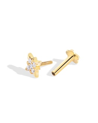 Zirconia Star - Flat Back Screw Stud - South Screw - 18K Gold Plated