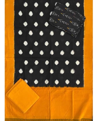 DOUBLE IKAT BLACK WITH YELLOW COLOR DRESS MATERIAL-B11