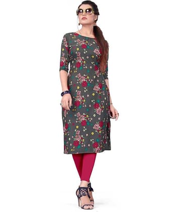 AK FASHION MALL Pack of 1 Crepe Printed Straight Women's Kurti - ( Multicolor )