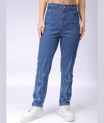 Freehand - Blue Cotton Blend Straight Fit Women's Jeans ( Pack of 1 )