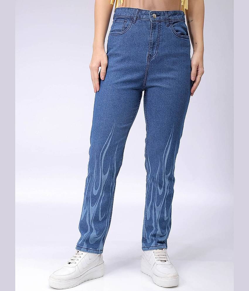 Freehand - Blue Cotton Blend Straight Fit Women's Jeans ( Pack of 1 )