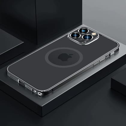 iPhone 13 Series Slim Metal Lock case with Magsafe and Camera Lens Protector-iPhone 13 Pro Max / Black