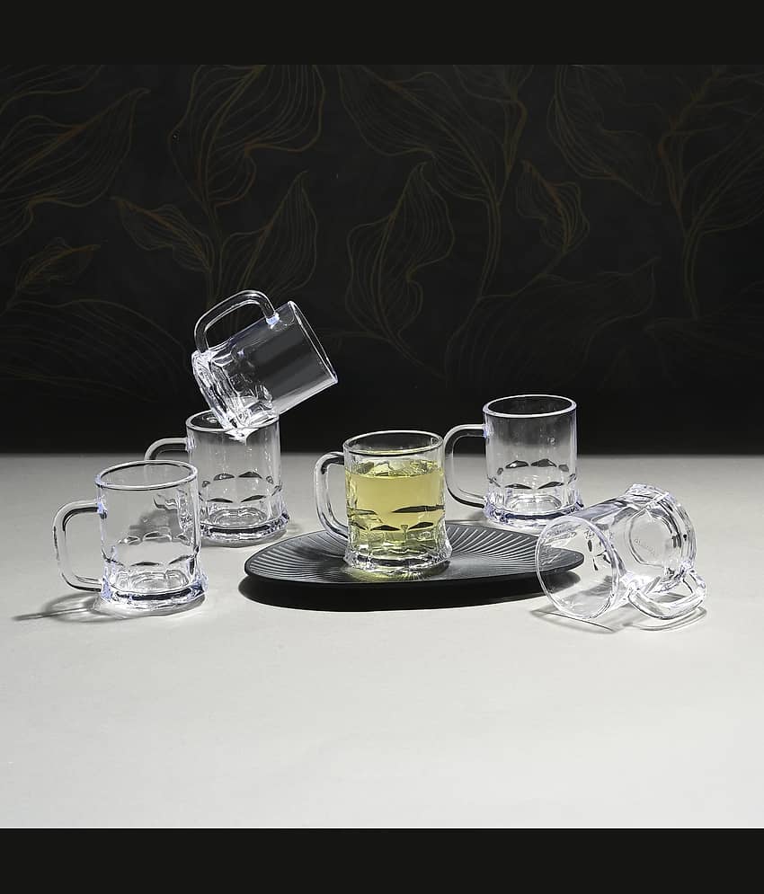 Somil Somil Cup Pack of 6 Textured Glass Tea Cup 200 ml ( Pack of 6 )