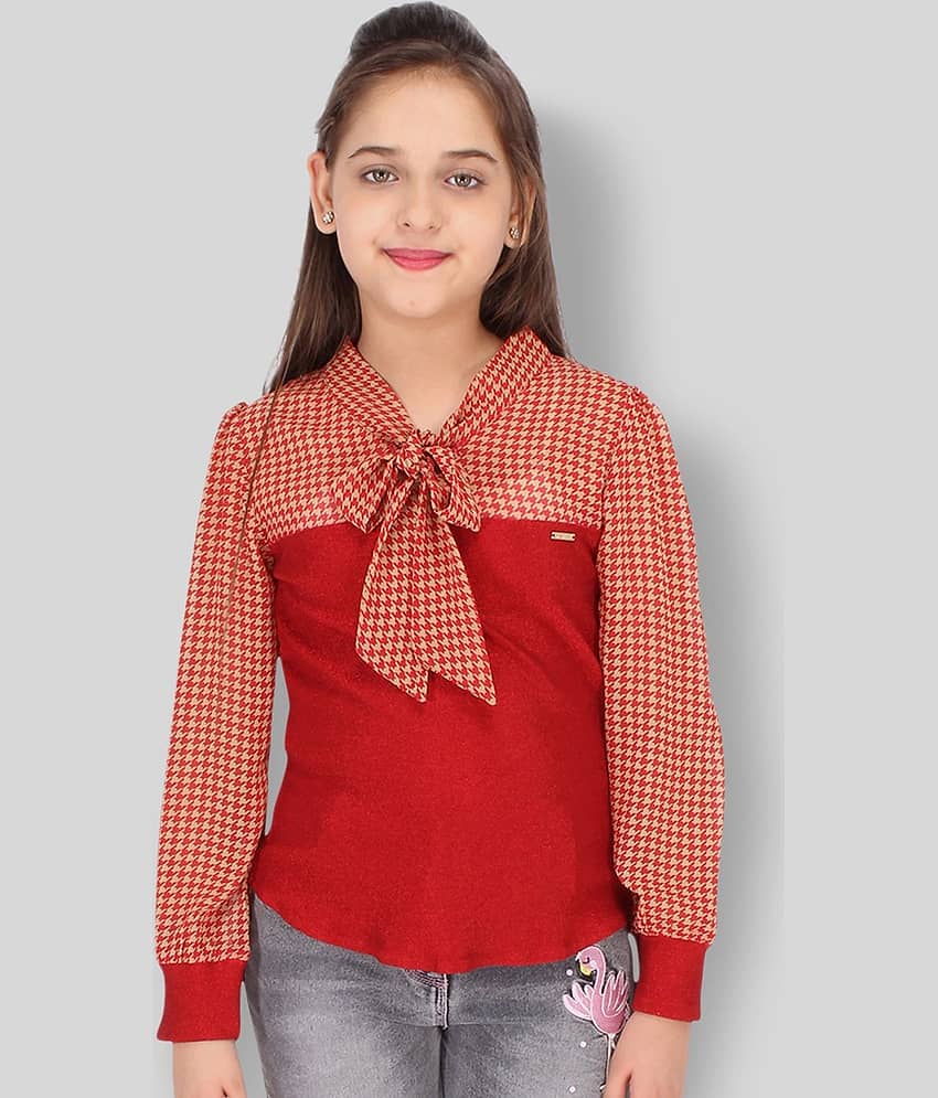 Cutecumber Pack of 1 Girls Georgette Top ( Red )