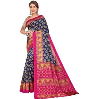 SVB Sarees Womens Purple Colour Art Silk Saree With Blouse