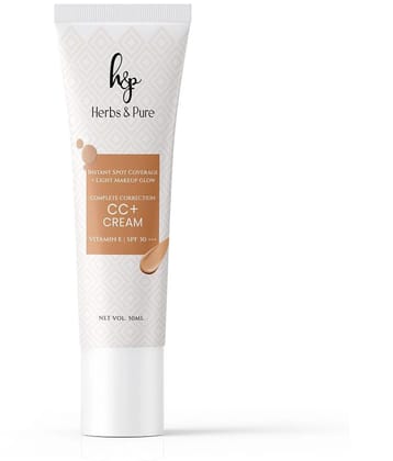 Herbs and Pure CC+ Cream with Vitamin E and SPF 30 PA+++, Instant Spot Coverage Foundation (50 g)
