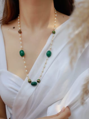 Zien Green Long Necklace-Green