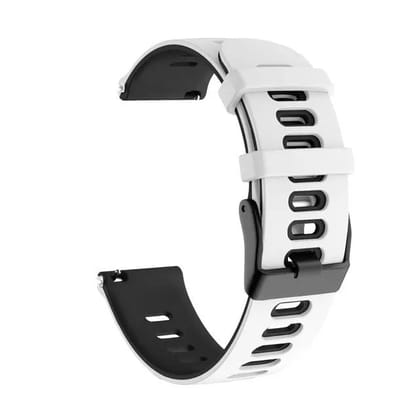 Valente Silicone Dual Color 20mm Watch Strap Compatible with Galaxy Watch Active 2 (40mm & 44mm),Active (40mm), Watch 3 (41mm),Boat Vertex,Amazfit Bip,GTR (42mm),GTS,Dizo Watch 2-White&Black