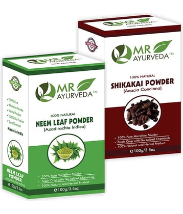 MR Ayurveda 100% Pure Neem Powder and Shikakai Powder Hair Scalp Treatment 200 g Pack of 2