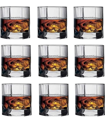 AFAST Designer Glass Glass Whiskey Glasses 150 ml ( Pack of 9 )