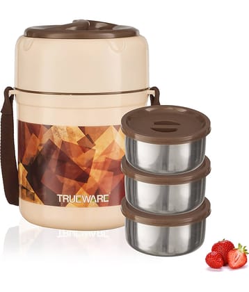 TUREWARE Office Plus 3 Plastic & Stainless Steel Insulated Lunch Box 3 - Container ( Pack of 1 )