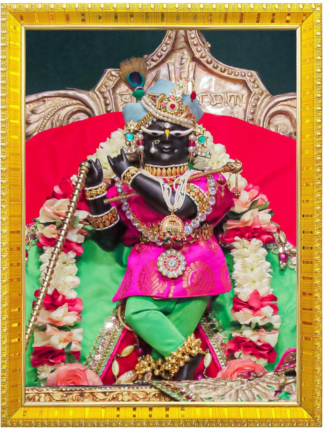 NOKKES Radha Raman Vrindavan Radha Raman Thakur Ji Photo Frames Religious Photo frame 5X7 Inch Photo Frame_QWW32