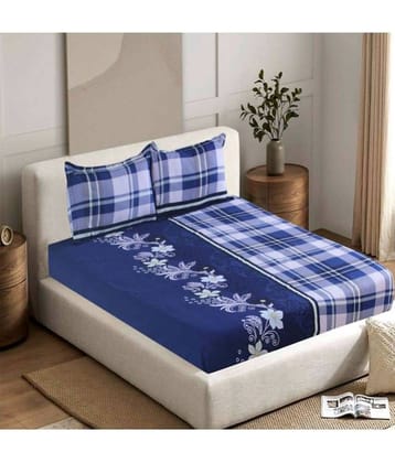 Valtellina Cotton Double Bedsheet ( Navy Blue )