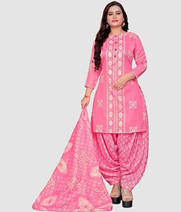 Rajnandini - Unstitched Pink Cotton Blend Dress Material ( Pack of 1 )