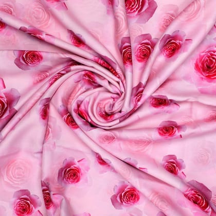Pinkish Rose Allover Digital Printed Fabric  - Rayon-Rayon / 110 CM