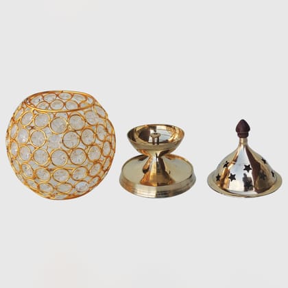 Brass Matki Crystal Deepak No. 4 (FMAS672 D)