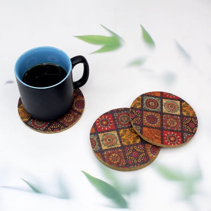 The Mohraj Printed Cork Coasters Set of 4