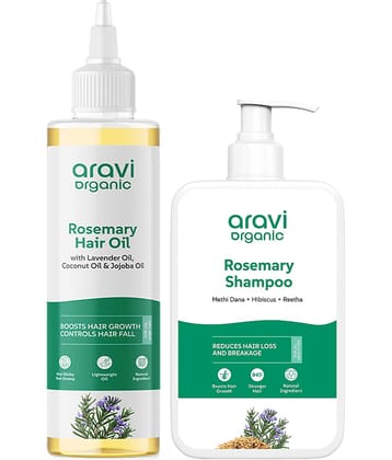 Aravi Organic 100% Pure Rosemary Lavender Hair Oil & Shampoo For Healthy Hair Growth-Pack of 2
