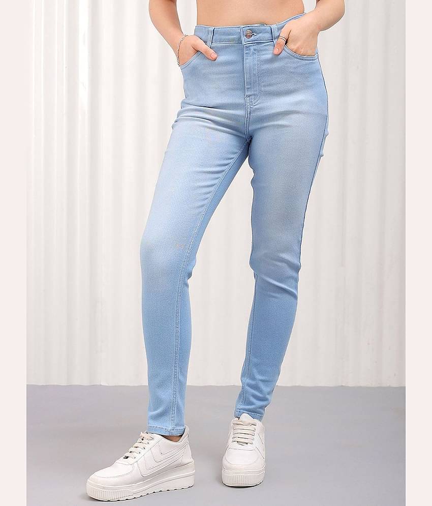 Freehand - Light Blue Cotton Blend Skinny Fit Women's Jeans ( Pack of 1 )