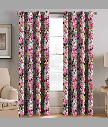 BELLA TRUE  Set of 2 Door SemiTransparent Eyelet Polyester Multi Color Curtains ( 213 x 113 cm )