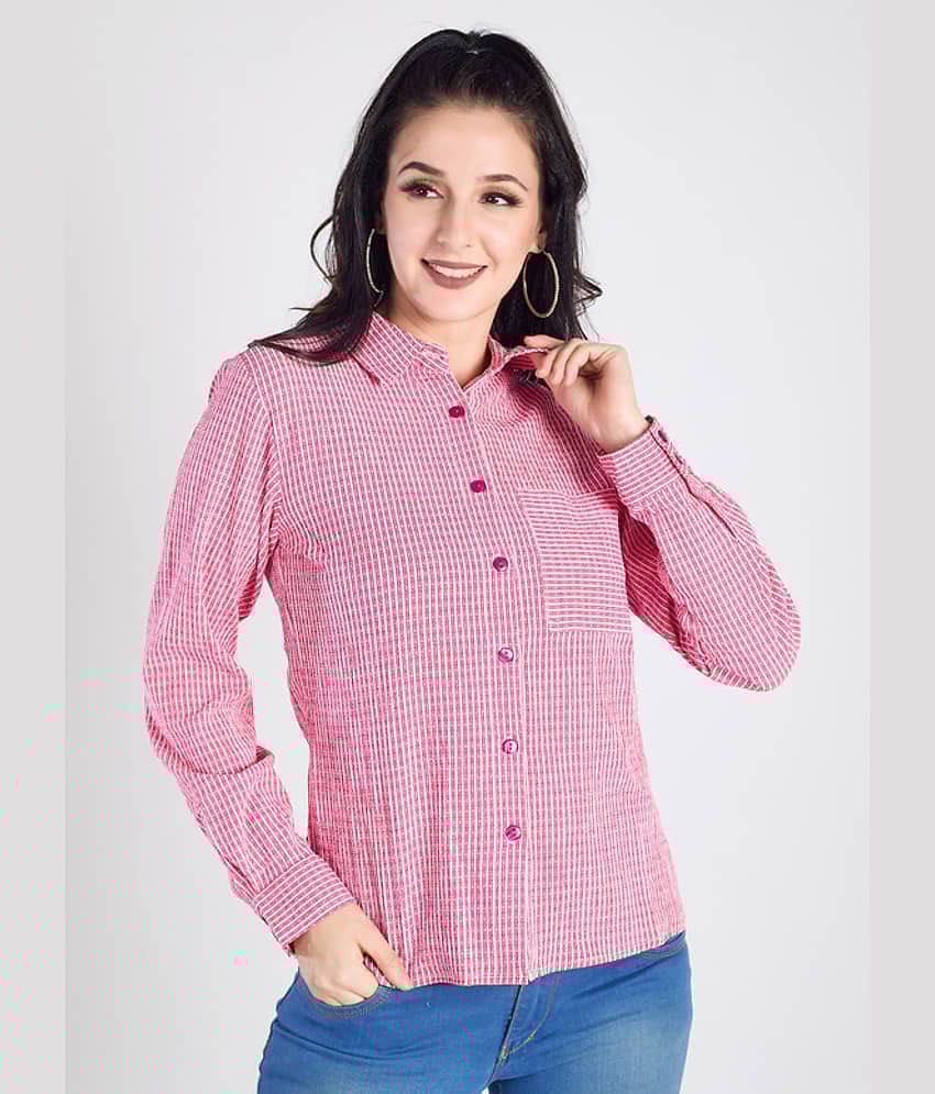 Mantra Fashion Women's Pink and White micro Stripes Shirt ( Pack of 1 )