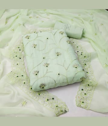 Rangtulika Ethnics Unstitched Georgette Embroidered Dress Material - Green ( Pack of 1 )