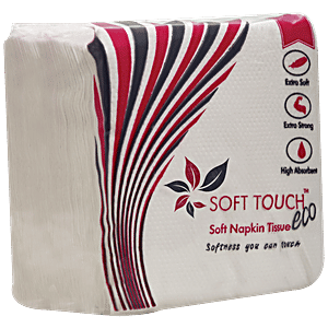Soft Touch Eco - Soft Cocktail Napkin Tissue Pouch, 50 sheets x 1 ply (30 cm X 30 cm SINGLE)