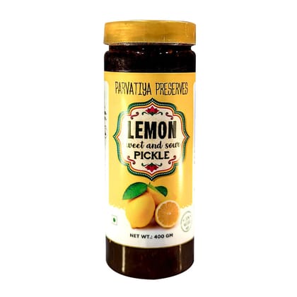 Parvatiya Preserves Authentic Sweet and Sour Lemon Pickle - 400g Jar of Traditional Homemade Goodness