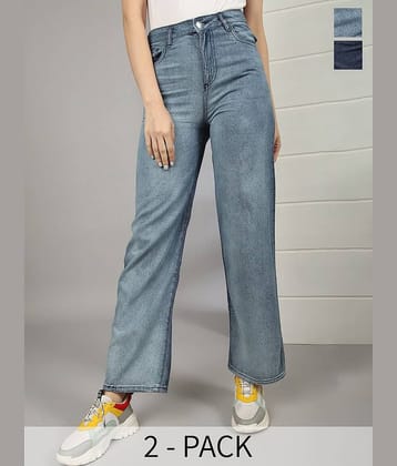 Freehand - Blue Cotton Wide Leg Women's Jeans ( Pack of 1 )