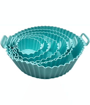 6 pcs. Reusable Air Fryer Silicone Pot Liners | Non-Stick Heat-Resistant Basket Baking Trays | Airfryer Oven Accessories | Dishwasher Safe | Multicolor | (Pack of 1)