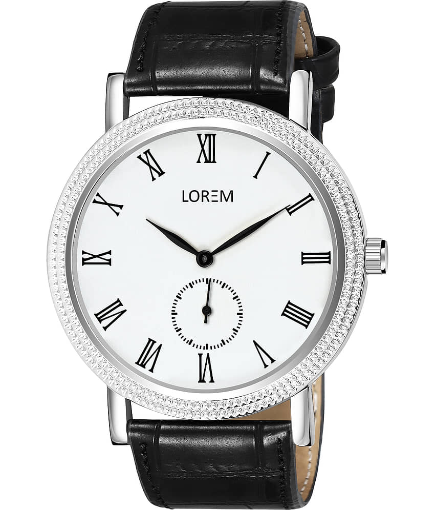 Lorem Black Leather Analog Men's Watch