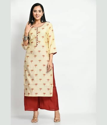 MAURYA Silk Printed Kurti With Palazzo Women's Stitched Salwar Suit - Cream ( Pack of 1 )
