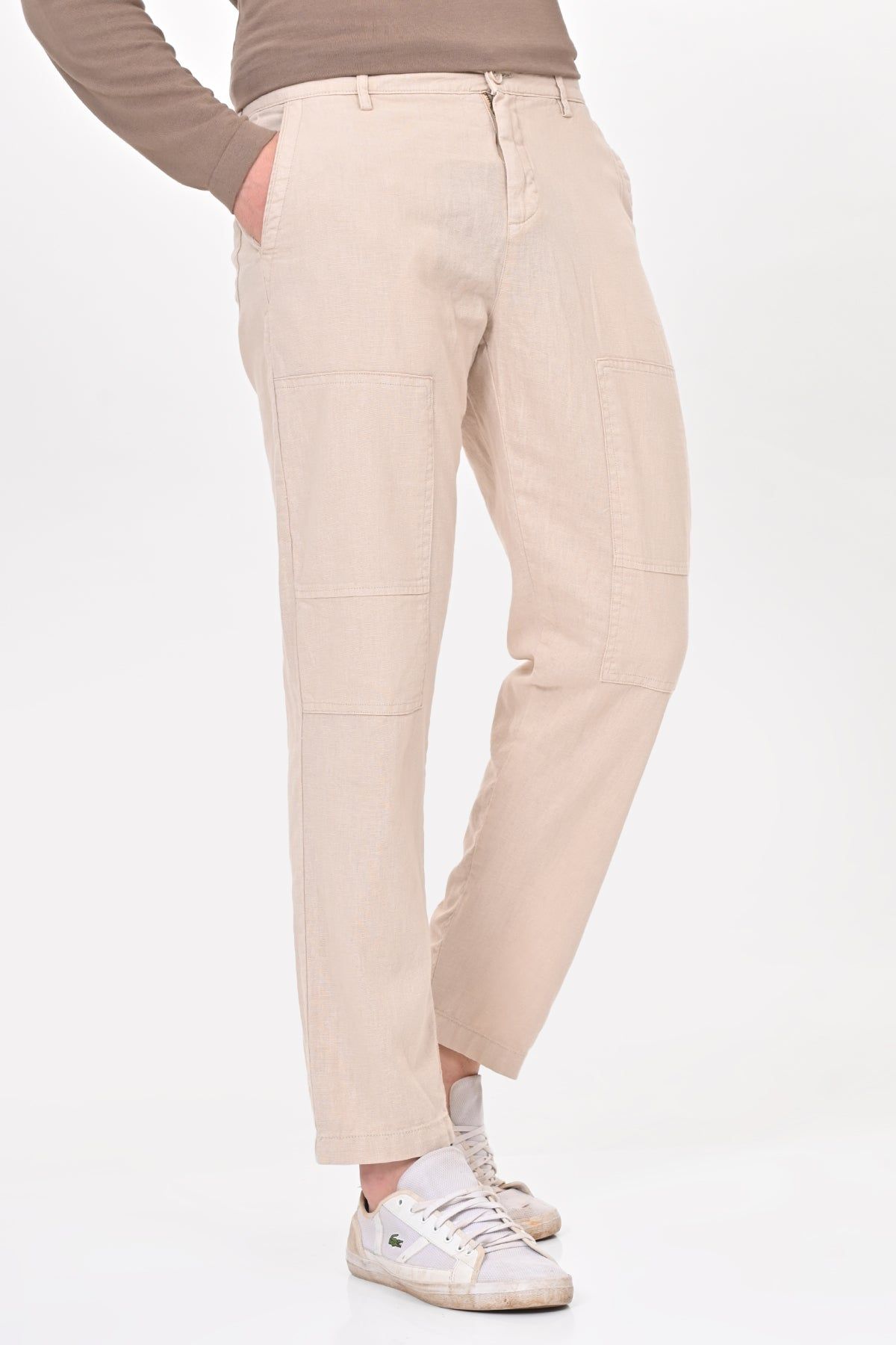 Ivory - Linen Detailed Trouser - Stone-M-32 / STONE