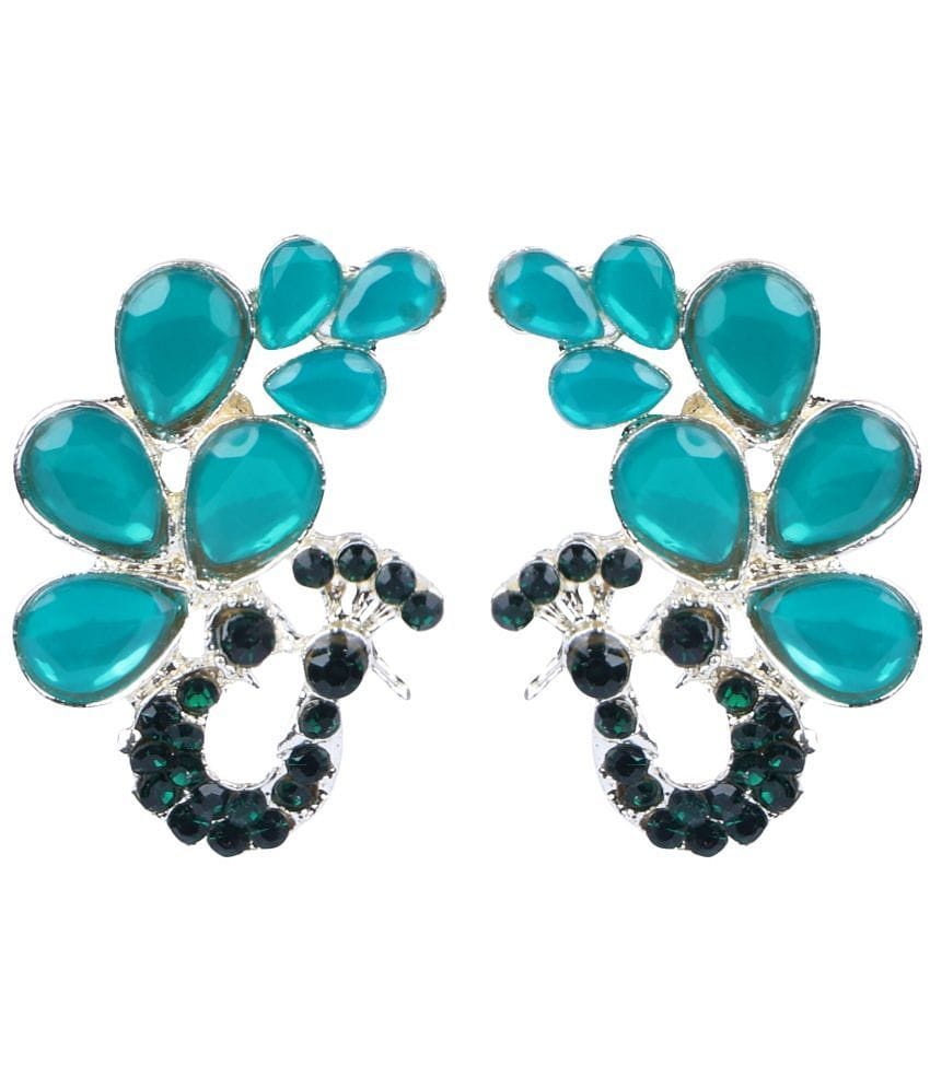 PUJVI - Green Stud Earrings ( Pack of 1 ) - Green