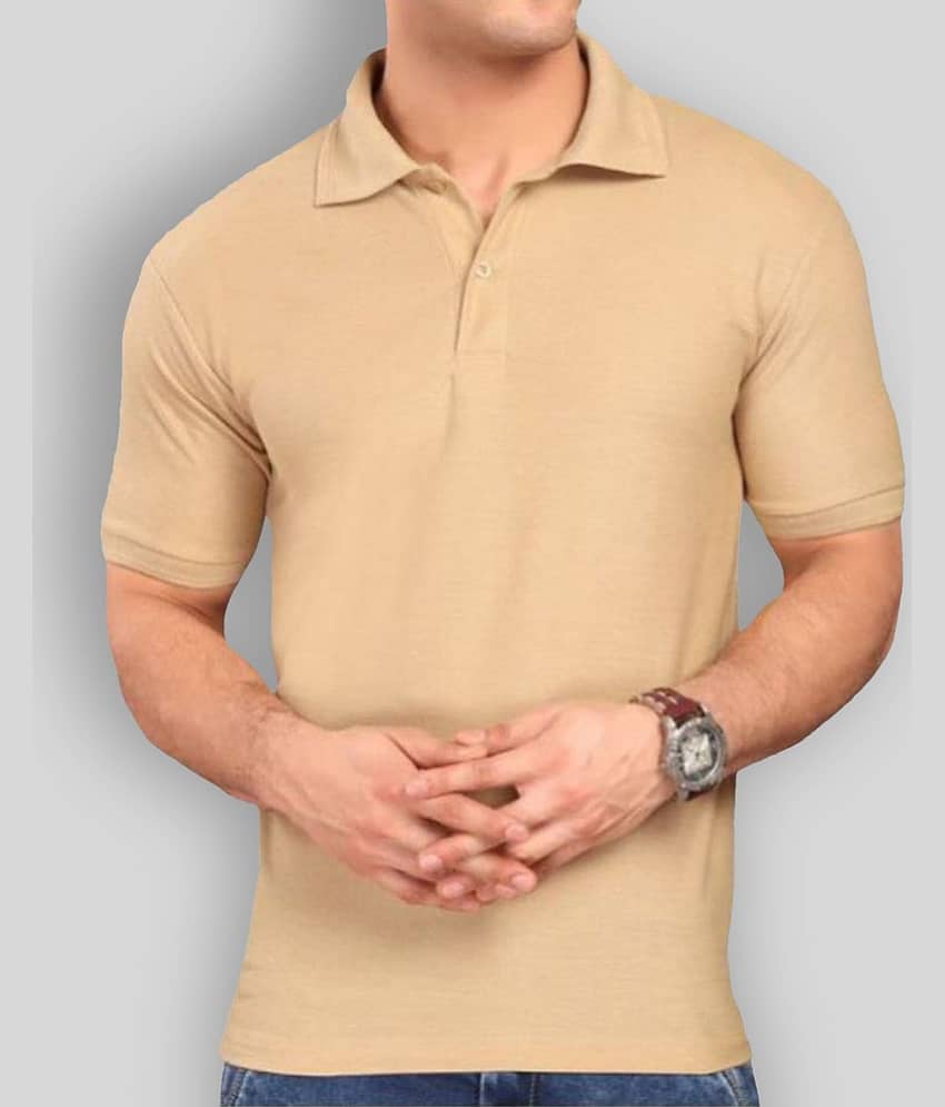FASHION365 Pack of 1 Cotton Blend Slim Fit Solid Half Sleeves Men's Polo T Shirt ( Beige )