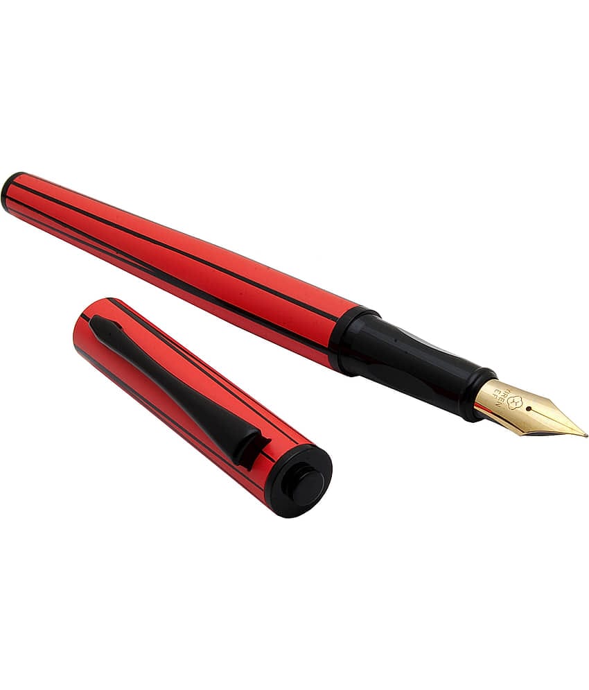 Srpc Yiren 3953 Orange Color With Black Spiral Lines Metal Body Fountain Pen With Extra Fine Nib