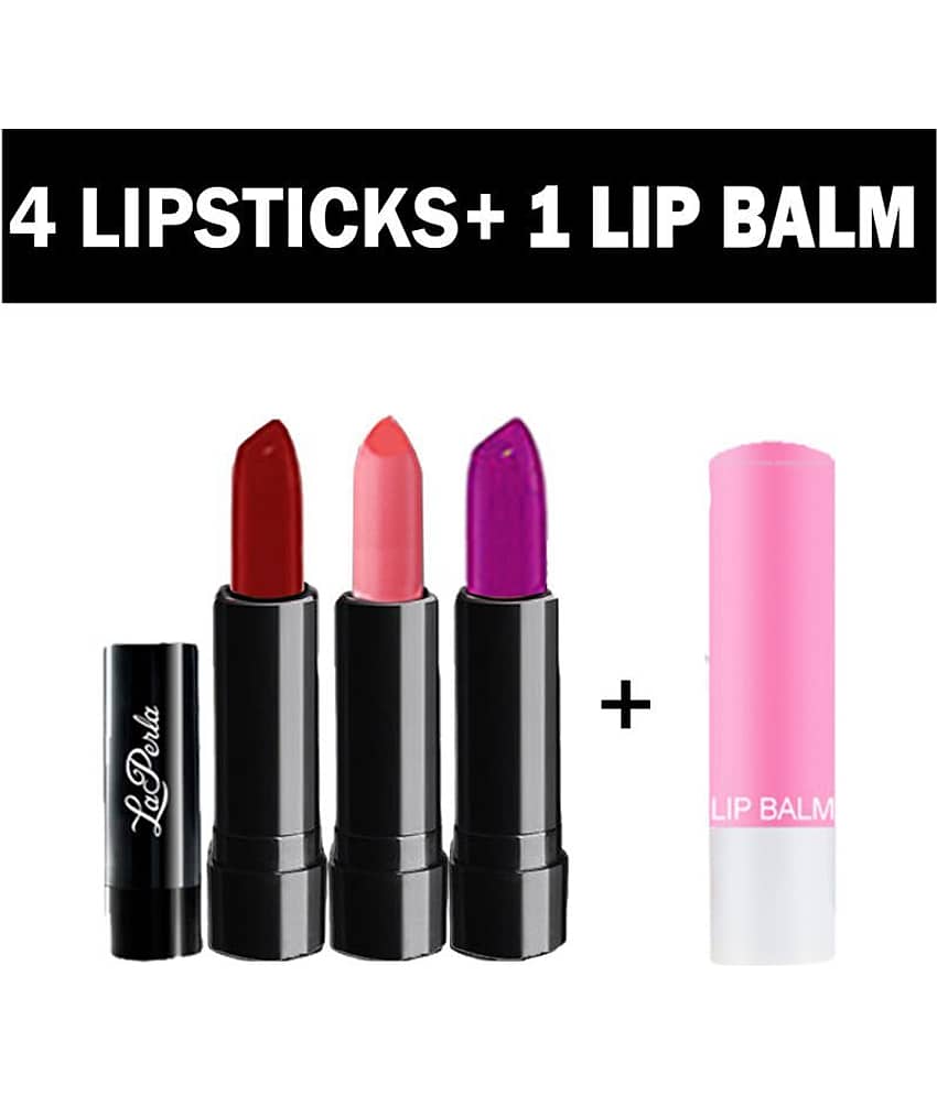 Adbeni 3 Lipstick With ColorDiva Lip Balm Makeup Kit Pack of 4 168